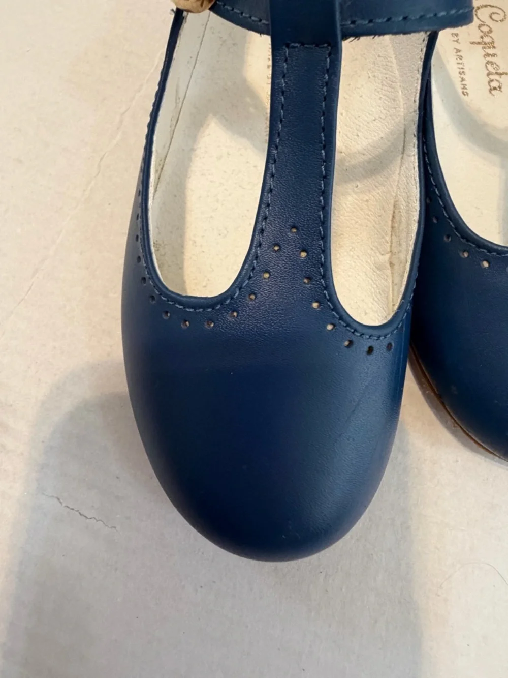 La Coqueta Cobalt Blue Leather T-Bar Mary Jane Shoes EU 25 US 9